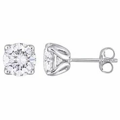 Stella Grace 10k White Gold Lab-Created Moissanite Solitaire Stud Earrings