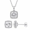 Stella Grace 10k White Gold Lab-Created White Sapphire & 1/6 Ct. Diamond Pendant & Earring Set