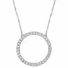 Stella Grace 10k White Gold White Topaz Circle Pendant Necklace
