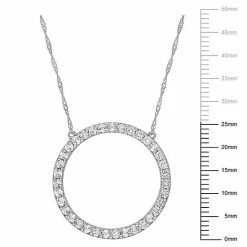 Stella Grace 10k White Gold White Topaz Circle Pendant Necklace -Stella Grace Sales unnamed file 7768