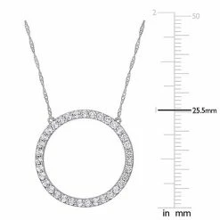 Stella Grace 10k White Gold White Topaz Circle Pendant Necklace -Stella Grace Sales unnamed file 7769