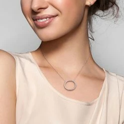 Stella Grace 10k White Gold White Topaz Circle Pendant Necklace -Stella Grace Sales unnamed file 7770