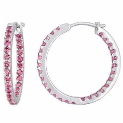 Stella Grace 10k White Gold Pink Tourmaline Inside-Out Hoop Earrings