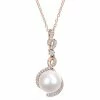 Stella Grace Freshwater Cultured Pearl, 1/6 Carat T.W. Diamond & White Sapphire Pendant
