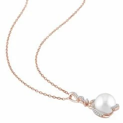 Stella Grace Freshwater Cultured Pearl, 1/6 Carat T.W. Diamond & White Sapphire Pendant -Stella Grace Sales unnamed file 7808