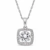Stella Grace 10k White Gold Lab-Created White Sapphire 1/10 Carat T.W. Diamond Frame Pendant