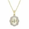 Stella Grace Gold Tone Sterling Silver Green Quartz & 1/10 Carat T.W. Diamond Pendant Necklace