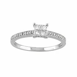 Stella Grace 10k White Gold 1/3 Carat T.W. Diamond Square Ring