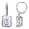 Stella Grace Sterling Silver White Topaz & 1/8 Carat T.W. Diamond Halo Leverback Earrings