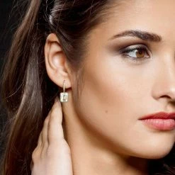 Stella Grace Sterling Silver White Topaz & 1/8 Carat T.W. Diamond Halo Leverback Earrings -Stella Grace Sales unnamed file 7865