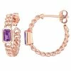 Stella Grace 10k Rose Gold & Amethyst Link C-Hoop Earrings