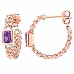 Stella Grace 10k Rose Gold & Amethyst Link C-Hoop Earrings
