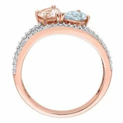 Stella Grace 10k Rose Gold Morganite, Aquamarine & 1/4 Carat T.W. Diamond 2-Stone Open Ring -Stella Grace Sales unnamed file 7893