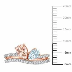Stella Grace 10k Rose Gold Morganite, Aquamarine & 1/4 Carat T.W. Diamond 2-Stone Open Ring -Stella Grace Sales unnamed file 7897