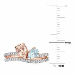 Stella Grace 10k Rose Gold Morganite, Aquamarine & 1/4 Carat T.W. Diamond 2-Stone Open Ring -Stella Grace Sales unnamed file 7898