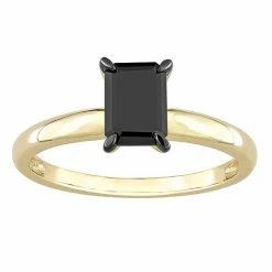 Stella Grace 14k Gold 1 Carat T.W Black Diamond Emerald-Cut Solitaire Ring