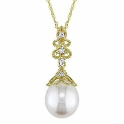 Stella Grace 14k Gold Freshwater Cultured Pearl & Diamond Accent Vintage Drop Necklace