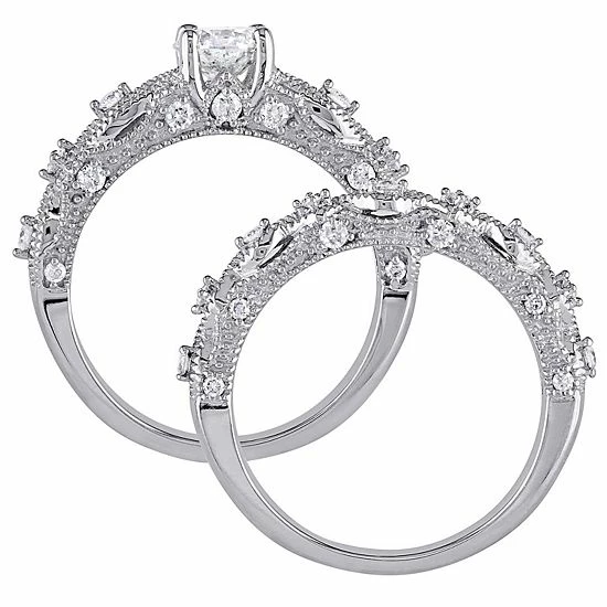 Stella Grace 10k White Gold 1 1/4 Carat T.W. Vintage Filigree Engagement Ring Set 4 Stella Grace 10k White Gold 1 1/4 Carat T.W. Vintage Filigree Engagement Ring Set - Image 4