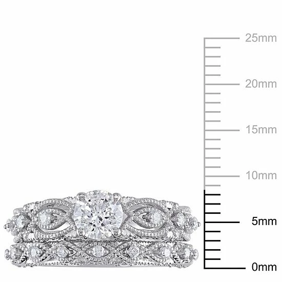 Stella Grace 10k White Gold 1 1/4 Carat T.W. Vintage Filigree Engagement Ring Set 6 Stella Grace 10k White Gold 1 1/4 Carat T.W. Vintage Filigree Engagement Ring Set - Image 6