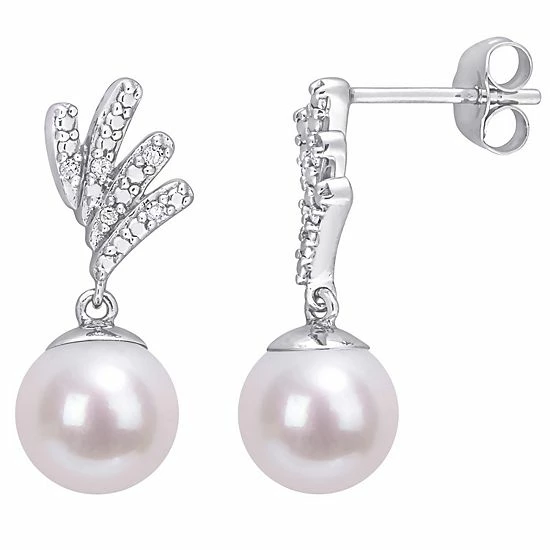 Stella Grace 10k White Gold Freshwater Cultured Pearl & Diamond Accent Drop Earrings 1 Stella Grace 10k White Gold Freshwater Cultured Pearl & Diamond Accent Drop Earrings