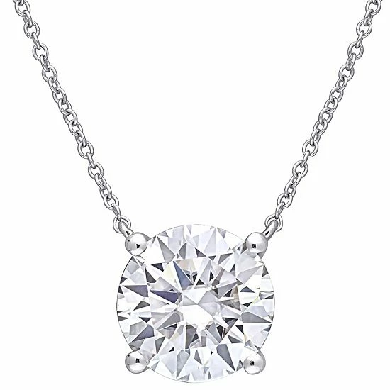 Stella Grace 10k White Gold Lab-Created Moissanite Solitaire Pendant Necklace 1 Stella Grace 10k White Gold Lab-Created Moissanite Solitaire Pendant Necklace