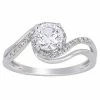 Stella Grace 10k White Gold Lab-Created White Sapphire & 1/10 Carat T.W. Diamond Bypass Halo Ring