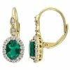 Stella Grace 14k Gold Lab-Created Emerald, White Topaz & Diamond Accent Vintage Leverback Earrings