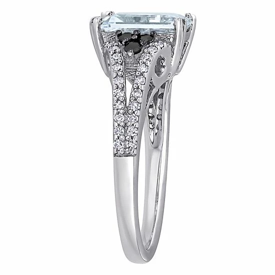 Stella Grace Sterling Silver Aquamarine & Diamond Accent Ring 2 Stella Grace Sterling Silver Aquamarine & Diamond Accent Ring - Image 2
