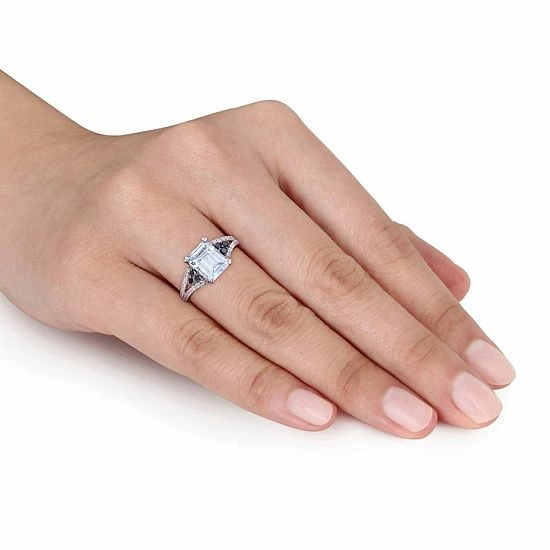 Stella Grace Sterling Silver Aquamarine & Diamond Accent Ring 4 Stella Grace Sterling Silver Aquamarine & Diamond Accent Ring - Image 4
