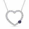 Stella Grace Sterling Silver Lab-Created Blue & White Sapphire Heart Pendant