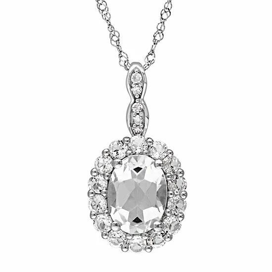 Stella Grace 14k White Gold White Topaz & Diamond Accent Oval Halo Pendant 1 Stella Grace 14k White Gold White Topaz & Diamond Accent Oval Halo Pendant