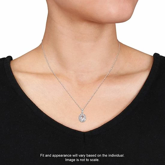 Stella Grace 14k White Gold White Topaz & Diamond Accent Oval Halo Pendant 2 Stella Grace 14k White Gold White Topaz & Diamond Accent Oval Halo Pendant - Image 2