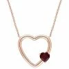 Stella Grace 10k Rose Gold Garnet Open Heart Pendant Necklace