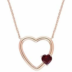 Stella Grace 10k Rose Gold Garnet Open Heart Pendant Necklace