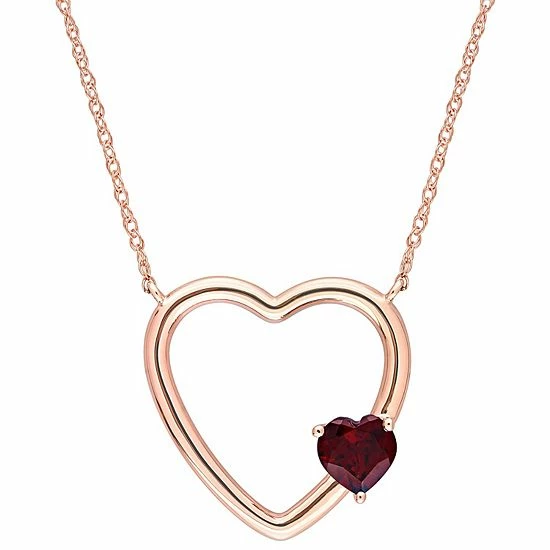 Stella Grace 10k Rose Gold Garnet Open Heart Pendant Necklace 1 Stella Grace 10k Rose Gold Garnet Open Heart Pendant Necklace