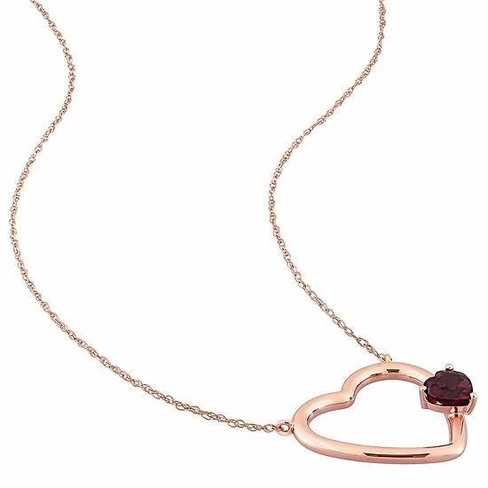 Stella Grace 10k Rose Gold Garnet Open Heart Pendant Necklace 2 Stella Grace 10k Rose Gold Garnet Open Heart Pendant Necklace - Image 2