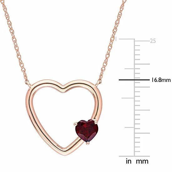 Stella Grace 10k Rose Gold Garnet Open Heart Pendant Necklace 5 Stella Grace 10k Rose Gold Garnet Open Heart Pendant Necklace - Image 5