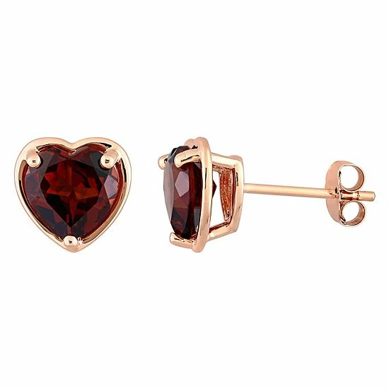 Stella Grace 14k Rose Gold Heart Garnet Stud Earrings 1 Stella Grace 14k Rose Gold Heart Garnet Stud Earrings