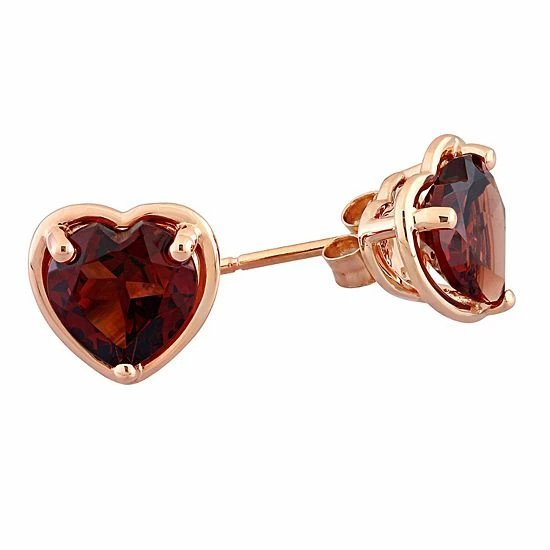 Stella Grace 14k Rose Gold Heart Garnet Stud Earrings 3 Stella Grace 14k Rose Gold Heart Garnet Stud Earrings - Image 3