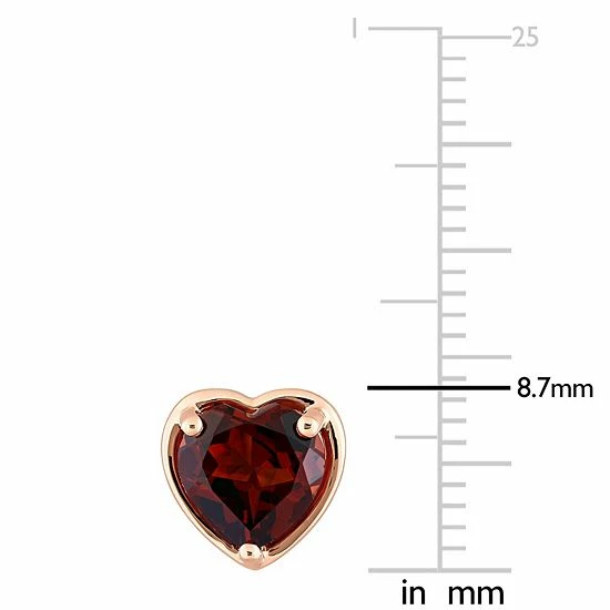 Stella Grace 14k Rose Gold Heart Garnet Stud Earrings 5 Stella Grace 14k Rose Gold Heart Garnet Stud Earrings - Image 5