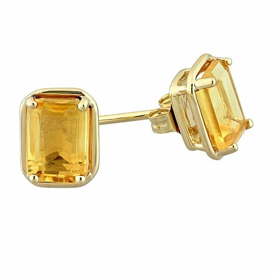 Stella Grace 14k Gold Octagon Citrine Stud Earrings 2 Stella Grace 14k Gold Octagon Citrine Stud Earrings - Image 2