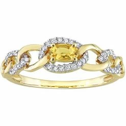 Stella Grace 10k Gold Citrine & 1/8 Carat T.W. Diamond Oval Link Ring