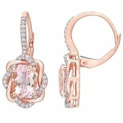Stella Grace 10k Rose Gold Morganite & 1/4 Carat T.W. Diamond Interlaced Halo Earrings