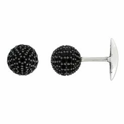 Stella Grace Sterling Silver Black Spinel Circular Cluster Cufflinks