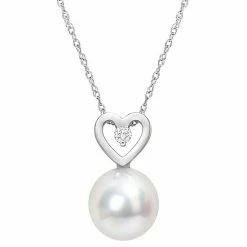 Stella Grace 10k White Gold South Sea Cultured Pearl & Diamond Accent Heart Pendant Necklace