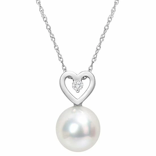 Stella Grace 10k White Gold South Sea Cultured Pearl & Diamond Accent Heart Pendant Necklace 1 Stella Grace 10k White Gold South Sea Cultured Pearl & Diamond Accent Heart Pendant Necklace