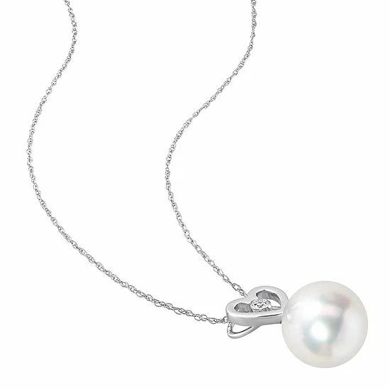 Stella Grace 10k White Gold South Sea Cultured Pearl & Diamond Accent Heart Pendant Necklace 2 Stella Grace 10k White Gold South Sea Cultured Pearl & Diamond Accent Heart Pendant Necklace - Image 2