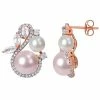 Stella Grace 10k Rose Gold Freshwater Cultured Pearl, White Topaz & 1/3 Carat T.W. Diamond Swan Stud Earrings