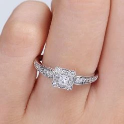 Stella Grace 10k White Gold 1/3 Carat T.W. Diamond Square Engagement Ring 18 Stella Grace 10k White Gold 1/3 Carat T.W. Diamond Square Engagement Ring -Stella Grace Sales unnamed file 8087