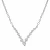 Stella Grace Platinum Over Silver 1/3 Carat T.W. Lab-Grown Diamond Graduated V-Necklace